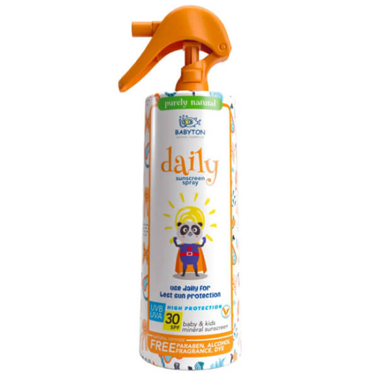 Babyton doğal güneş koruyucu sprey 200 ml, nano olmayan Çinko Oksitli, UVA UVB korumalı, suya dayanıklı- 1