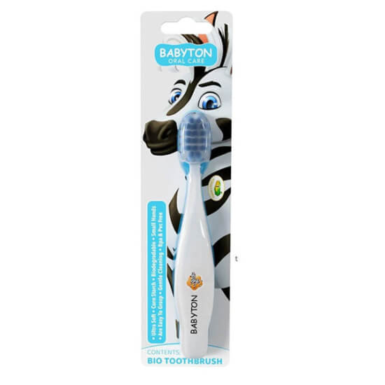 Babyton Bio çocuk diş fırçası zebra tasarım ultra yumuşak kıllı BPA ve PVC içermez günlük kullanıma uygun- 1