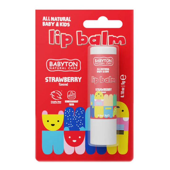  Babyton Doğal Dudak Koruyucu Bitkisel Lipbalm Çilek 5 gr - 1