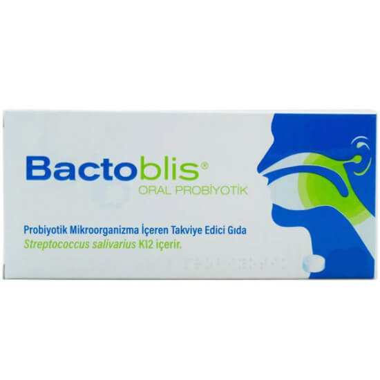 Bactoblis 10 tablet probiyotik takviye, Streptococcus salivarius K12 suşu, 1 milyar CFU, çilek aromalı emilerek tablet- 1