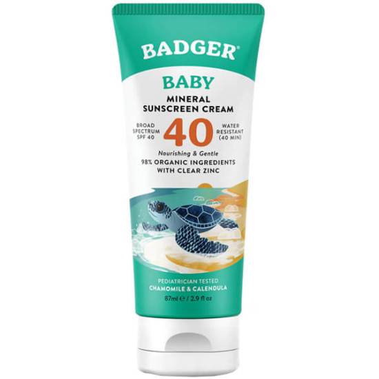 Badger Balm Baby Sunscreen SPF 40 bebek güneş kremi 87 ml mineral çinko oksit %98 organik 40 dk suya dayanıklı- 1