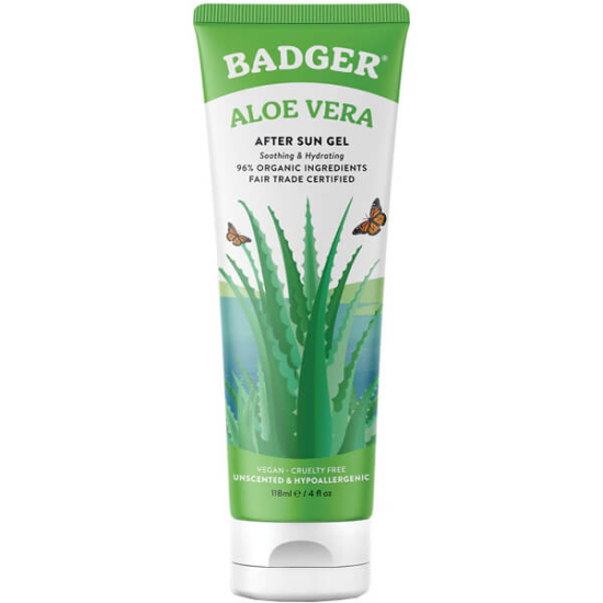 Badger Balm Organik Aloe Vera Gel 118 ml, %96 saf aloe vera, kokusuz, güneş sonrası serinletici ve günlük nemlendirici- 1