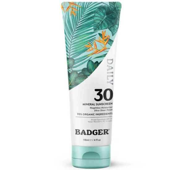 Badger Daily Mineral Güneş Kremi SPF30 118 ml mineral güneş kremi tüp ambalaj, yüz için günlük kullanım, geniş spektrum UVA UVB- 1