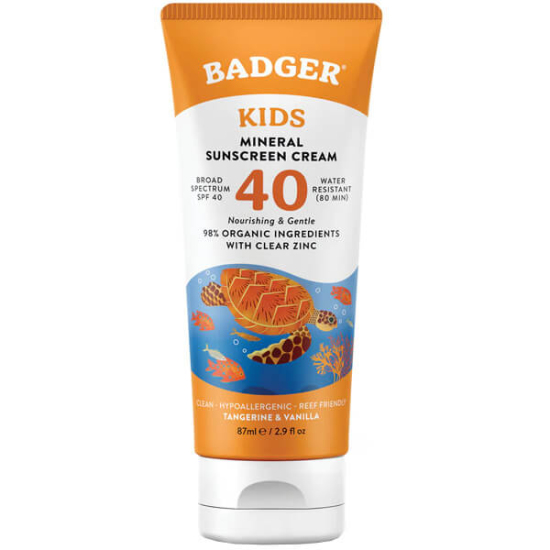 Badger Kids Sunscreen SPF 40 87 ml çocuk güneş kremi %100 doğal %98 organik UVA UVB geniş koruma 40 dk suya dayanıklı- 1