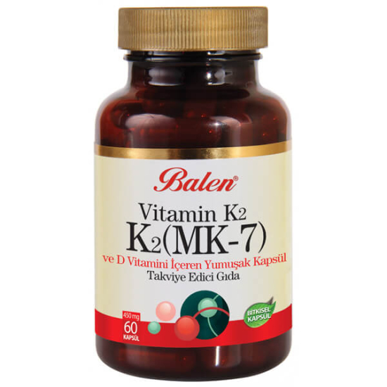  Balen K2 MK-7 ve D Vitamini İçeren Yumuşak Kapsül 450 mg 60 Kapsül - 1
