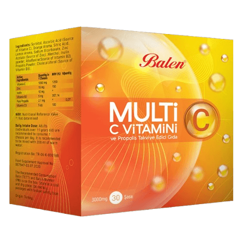 Balen Multi C Vitamini ve Propolis Takviye Edici Gıda 3000 mg 30 Şase - 1
