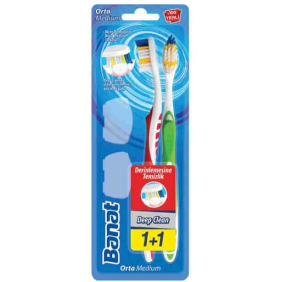  Banat Deep Clean Medium Orta Diş Fırçası 1+1 - 1