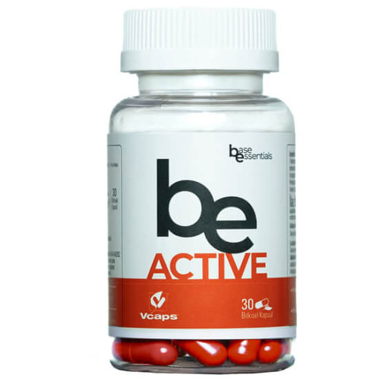 Base Essentials Be Active 30 kapsül enerji takviyesi, lepidyum ekstresi 300 mg, guarana 75 mg, B2 B6 B12 C vitamini, Mn- 1