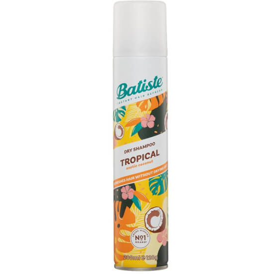 Batiste Dry Shampoo Tropical 200 ml tropikal kokulu kuru şampuan, saç diplerinde fazla yağı su kullanmadan absorbe eder- 1