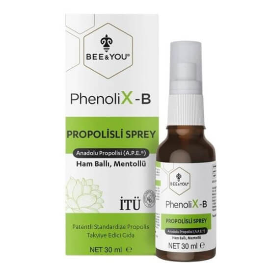 Bee You Phenolix Propolisli Sprey 30 ml takviye edici gıda; Anadolu propolisi APE, kara mürver, C vitamini içerikli sprey şişe- 1