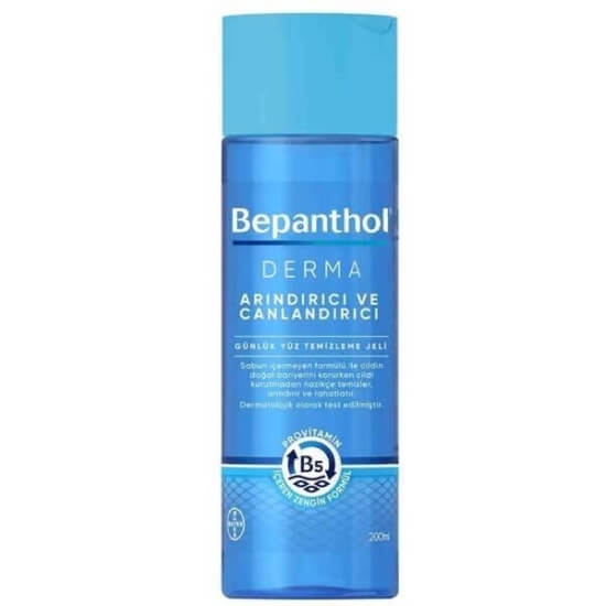 Bepanthol Derma arındırıcı canlandırıcı yüz temizleme jeli 200 ml sabun içermez kir ve fazla yağı nazikçe temizler- 1