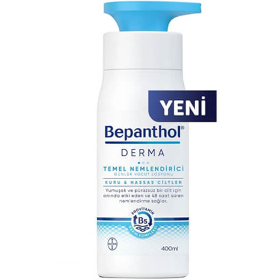 Bepanthol Derma temel nemlendirici günlük vücut losyonu 400 ml dekspantenol niasinamid gliserin kuru cilt bakımı- 1