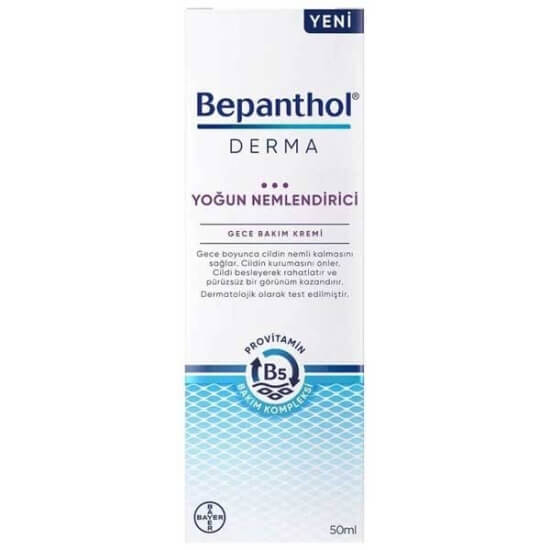 Bepanthol Derma yoğun nemlendirici gece bakım kremi 50 ml çok kuru ciltler için yüksek doğal lipid içerir anında rahatlama- 1