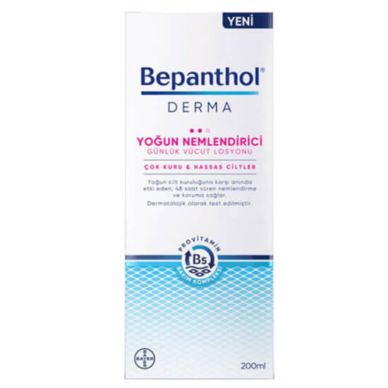 Bepanthol Derma yoğun nemlendirici günlük vücut losyonu 200 ml Provitamin B5 B3 vitamini shea butter argan yağı gliserin- 1