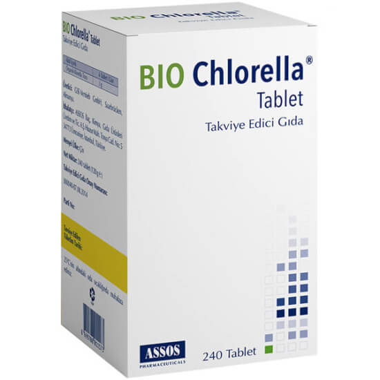Bio Chlorella 240 Tablet organik klorella tozu gıda takviyesi 240 tablet, 6 tablette 3 g klorella içeriği- 1