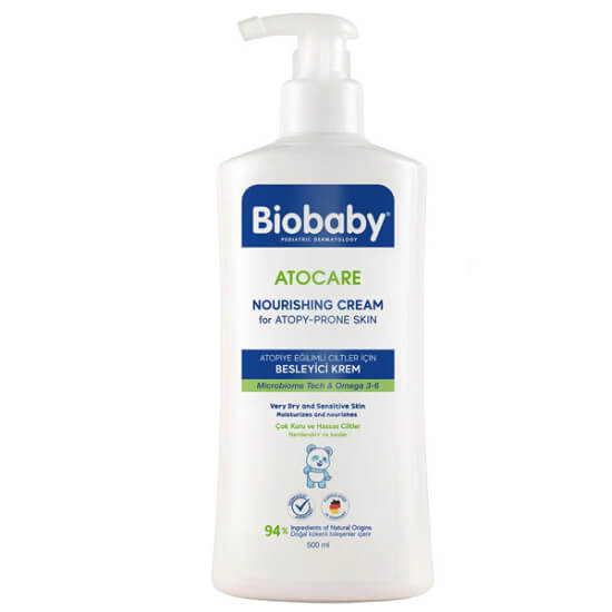 Biobaby Atocare Besleyici Krem 500 ml atopiye eğilimli ciltler için nem destekli besleyici krem %94 doğal kökenli- 1
