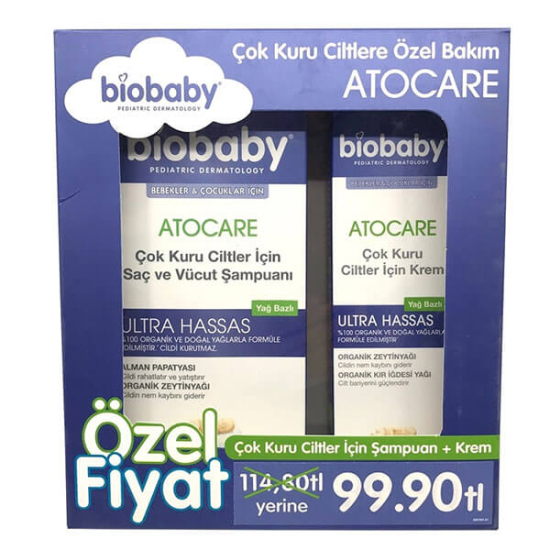  Biobaby Kuru ve Atopik Ciltler İçin Şampuan 300 ml + Krem 100 ml - 1