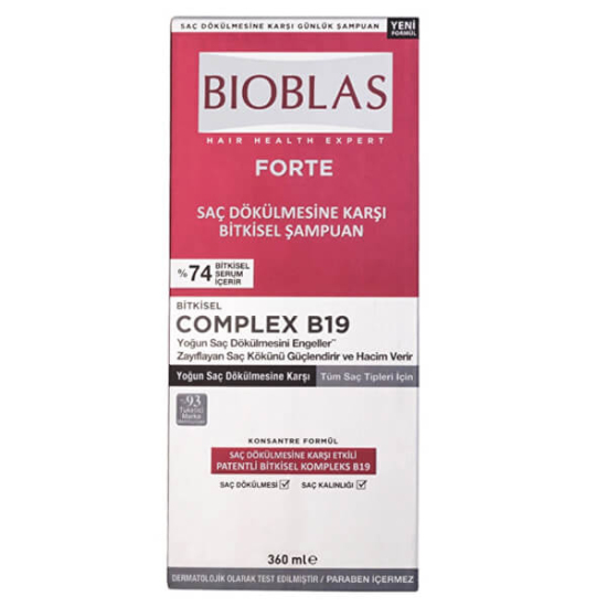 Bioblas Forte Complex B19 dökülmeye karşı şampuan 360 ml %74 bitkisel içerik saç köklerini besler güçlendirir- 1