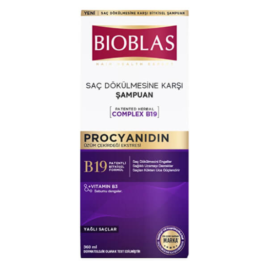 Bioblas Procyanidin saç dökülmesine ve yağlanmaya karşı şampuan 360 ml, bitkisel serum, phytovitamin ve mineral katkılı- 1
