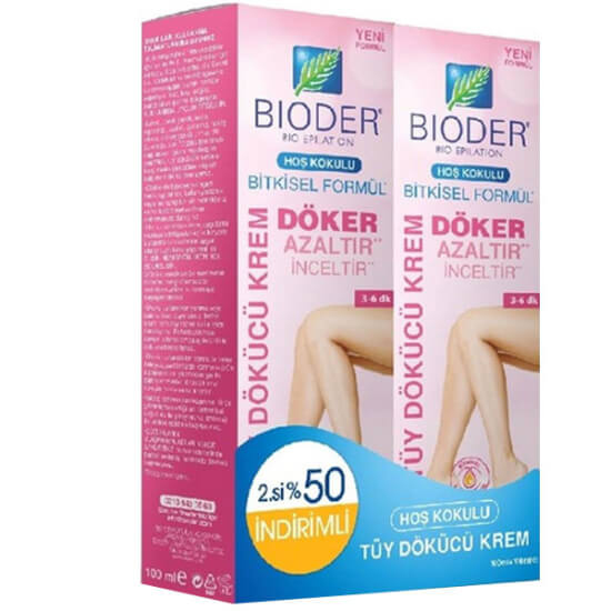 Bioder Bio Epilation kadınlara özel tüy dökücü krem 100 ml 2li paket hoş kokulu nemlendirici tüy azaltıcı ekstre- 1