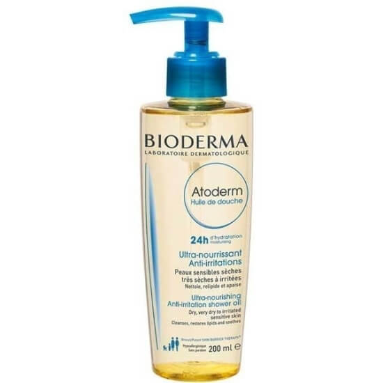 Bioderma Atoderm Shower Oil 200 ml duş yağı, hassas çok kuru ciltler için yüz vücut nazik temizlik 24 saat nem- 1