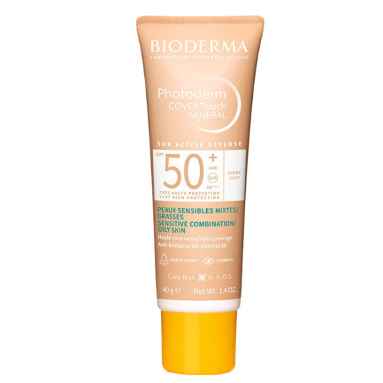 Bioderma Photoderm Cover Touch Mineral SPF 50 Light 40 g mineral renkli yüz güneş kremi yüksek koruma hafif kapatıcılık- 1