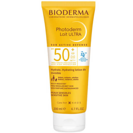 Bioderma Photoderm Lait Ultra SPF 50 200 ml güneş losyonu Sun Active Defense, UVA UVB, yüz vücut, suya dayanıklı- 1