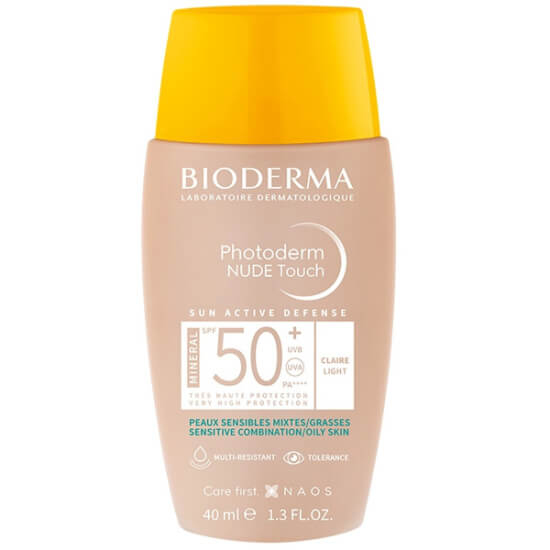 Bioderma Photoderm Nude Touch Light SPF 50 40 ml renkli güneş kremi, %100 mineral UVA/UVB koruma, mat bitiş- 1