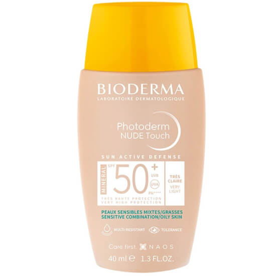 Bioderma Photoderm Nude Touch Very Light SPF 50 40 ml renkli mineral güneş kremi, UVA UVB koruma, mat bitiş- 1