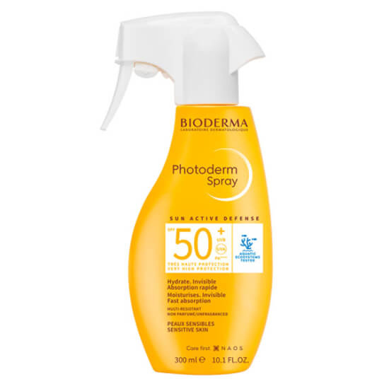 Bioderma Photoderm SPF 50 güneş koruyucu sprey 300 ml, tüm cilt tipleri için, UVA UVB koruma, yağlı his bırakmaz- 1