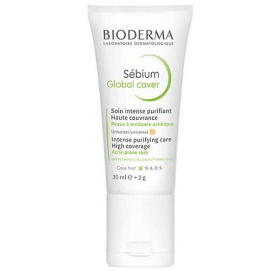 Bioderma Sebium Global Cover 30 ml renkli matlaştırıcı, karma yağlı cilt için yüksek kapatıcılık, 12 saat mat görünüm- 1