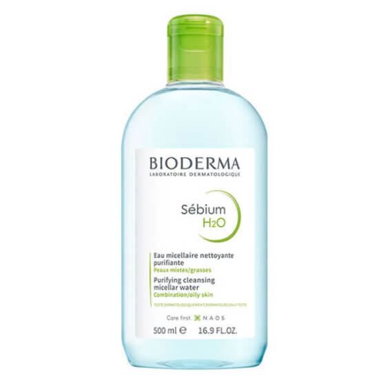 Bioderma Sebium H2O Micelle Solüsyon 500 ml, karma yağlı ciltler için misel makyaj temizleme suyu, durulama gerektirmez- 1