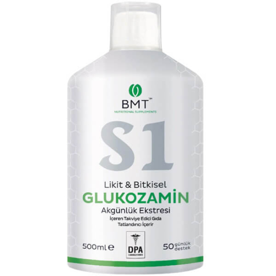 Biomet Likit ve Bitkisel S1 Glukozamin 500 ml şişe, 1 ml’de 1500 mg glukozamin ve 400 mg akgünlük ekstresi- 1