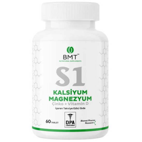 Biomet S1 kalsiyum magnezyum çinko ve D vitamini içeren gıda takviyesi 60 tablet kutu ürünü- 1