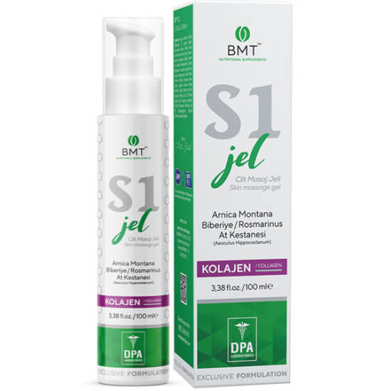 Biomet S1 masaj jeli 100 ml, cildi besleyen ve nemlendiren, at kestanesi ve biberiye içeren vücut masaj jeli- 1