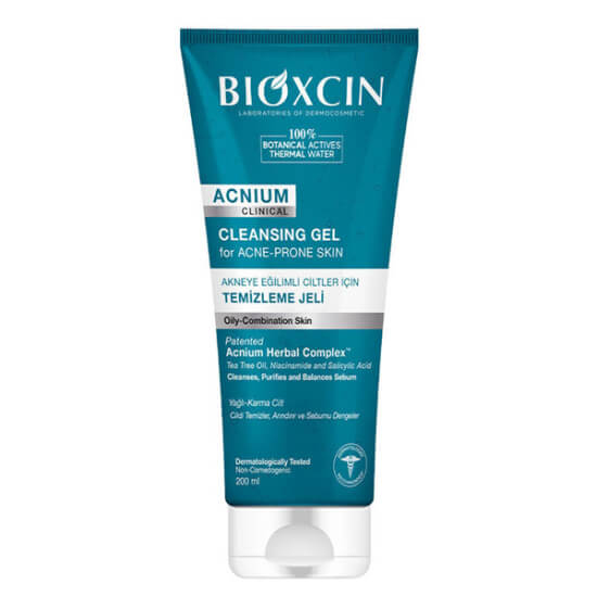 Bioxcin Acnium temizleme jeli 200 ml akneye eğilimli ciltler için nazik arındırıcı hipoalerjenik vegan jel- 1
