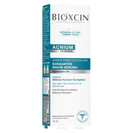 Bioxcin Acnium konsantre bakım serumu 15 ml niasinamid patentli bitkisel kompleks ve termal su içeren yüz serumu- 1
