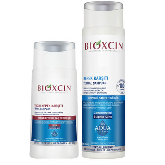 Bioxcin Aqua kepek karşıtı termal şampuan seti 200 ml + 300 ml, termal su içerikli, nazik temizleyici, günlük kullanım- 1
