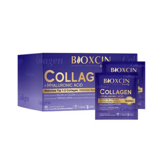Bioxcin Beauty Collagen Hyaluronic Acid 30 saşe 10000 mg Tip I III kolajen 300 mg C vitamini 10 mg HA- 1