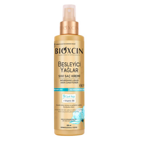 Bioxcin Besleyici Yağlar sıvı saç kremi 200 ml kuru yıpranmış saçlar için besleyici yağlar durulanmaz parlaklık- 1