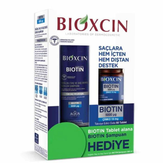 Bioxcin Biotin 5000 Mcg 60 Tablet + Biotin Şampuan 300 ml Kofre - 1