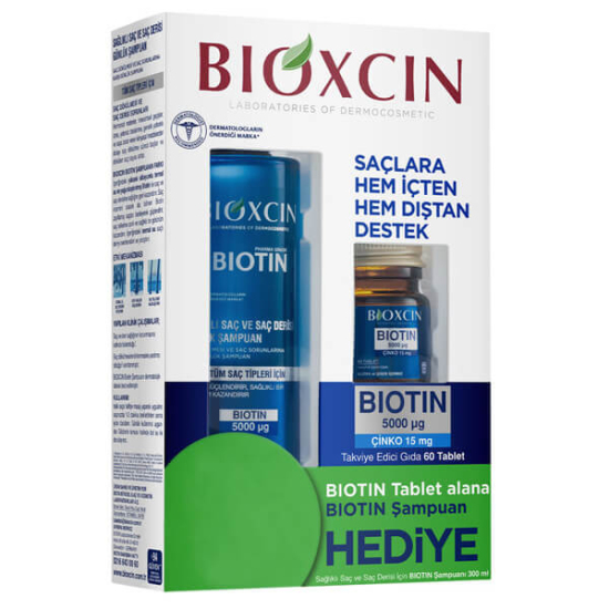  Bioxcin Biotin 5000 mg + Çinko 15 mg 60 Tablet + 300 ml Şampuan Hediyeli - 1