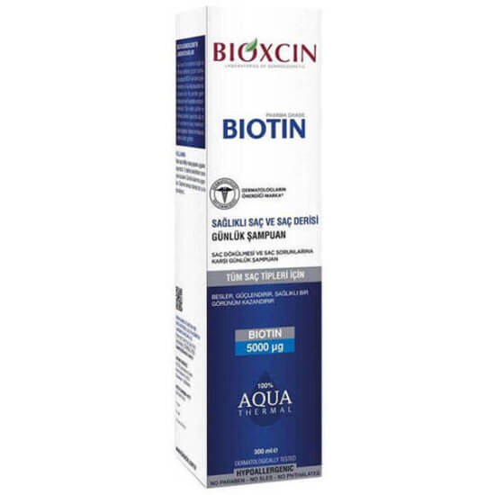 Bioxcin Biotin Şampuan 300 ml tüm saç tipleri, dökülme karşıtı, hipoalerjenik, SLES SLS paraben sabun alkol içermez- 1