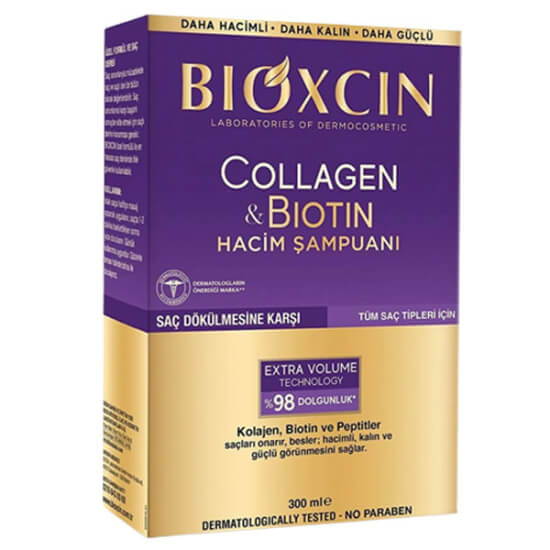 Bioxcin Collagen Biotin saç dökülmesine karşı şampuan 300 ml hidrolize kolajen biotin Bio-Active peptit Biocomplex B11- 1