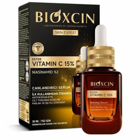 Bioxcin Ester Vitamin C %15 canlandırıcı serum 30 ml, tüm ciltler için parlaklık ve ışıltı, ton eşitsizliği bakımı- 1