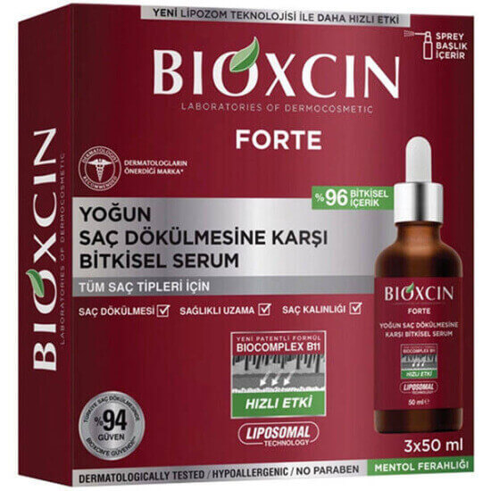 Bioxcin Forte 3lü saç serumu seti Omega 3 ve 9 içerikli dökülme karşıtı besleyici bakım serum şişeleri- 1