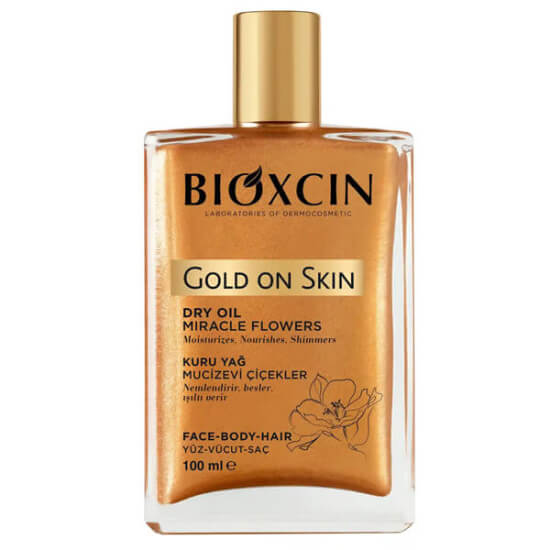 Bioxcin Gold On Skin kuru yağ 100 ml şişe, %90 doğal kaynaklı; yasemin, manolya, E vitamini, hindistan cevizi yağı- 1