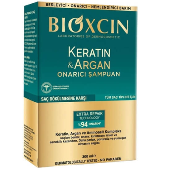 Bioxcin Keratin ve Argan onarıcı şampuan 300 ml hidrolize keratin argan yağı Biocomplex B11 hipoalerjenik- 1
