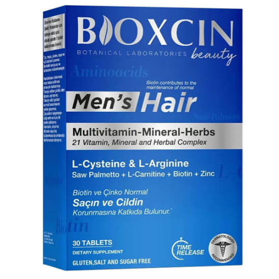 Bioxcin Mens Hair 30 Tablet erkek saç takviyesi kutu, hidrolize keratin 150 mg L-arjinin 50 mg çinko 10 mg 30 tablet- 1