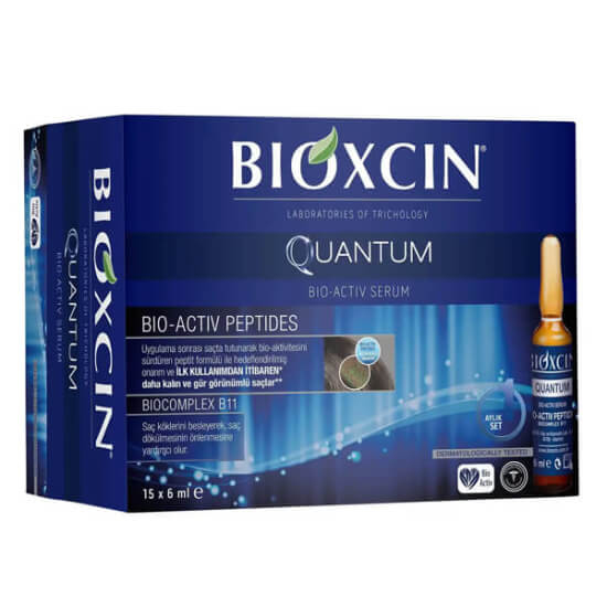 Bioxcin Quantum Serum 15x6 ml güçlendirici saç serumu 15 ampul A B1 B5 B9 vitaminleri bakır çinko demir kalsiyum omega 6 9- 1